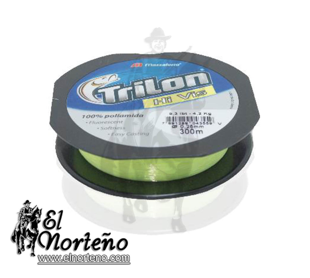 NYLON TRILON HI VIS 0.25MM VERDE 300MTS.