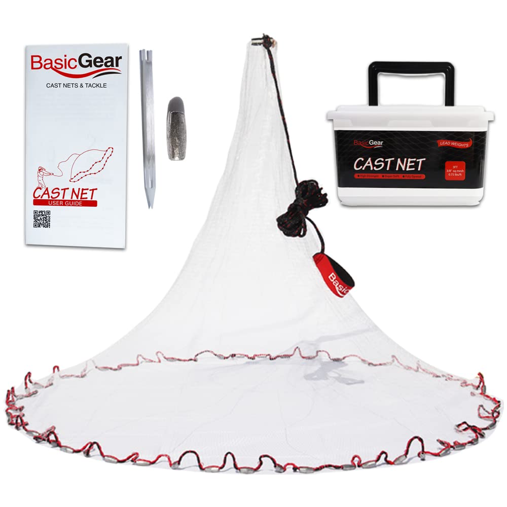 ATARRAYA FITEC 12390 RS750L SUPER SPREADER CAST NET 9 X3/8 MESH, CLEAR MONO"