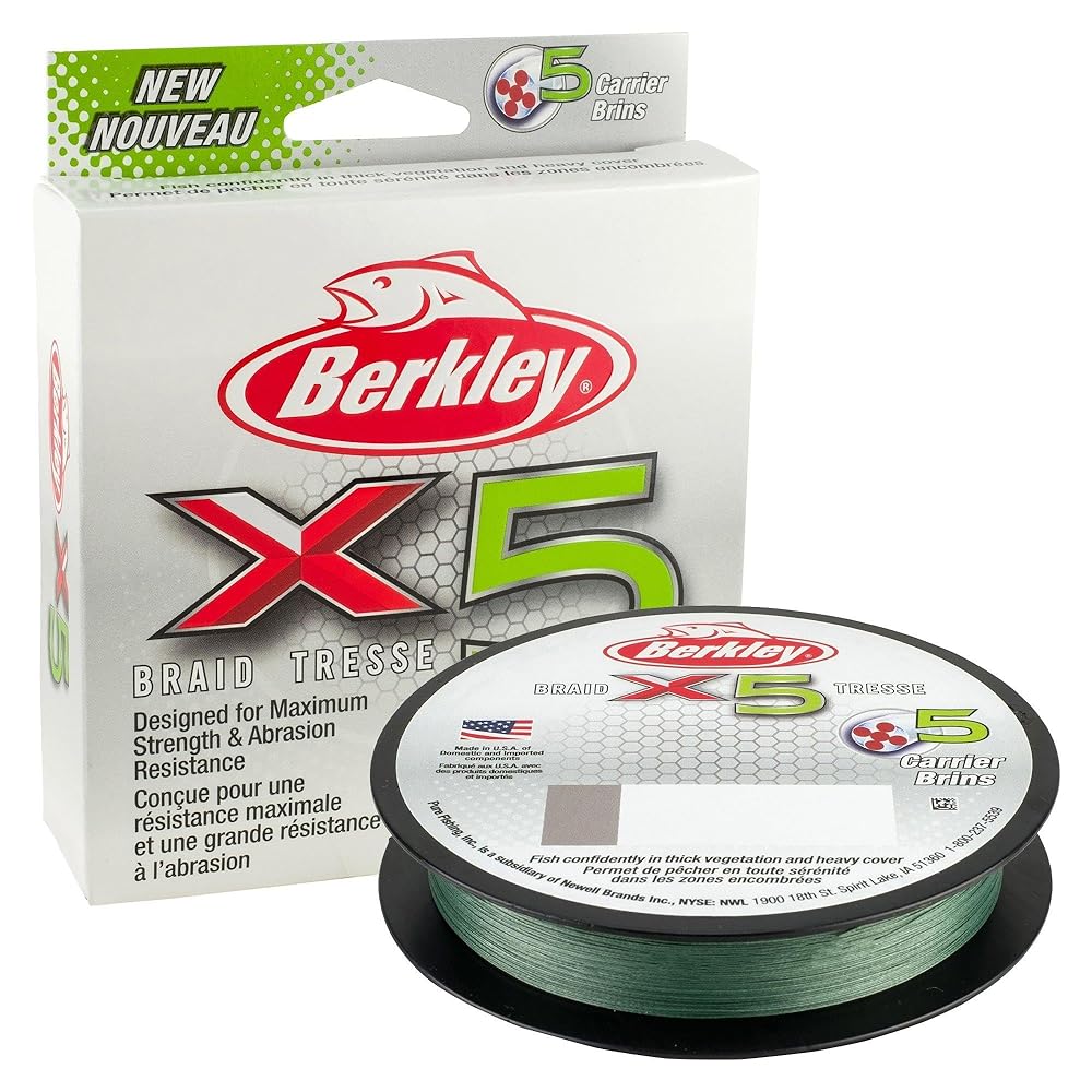 NYLON BERKLEY X5 BRAID X5BFS10-22 BERKX5 165Y150M 4.5K SPOOLS VIS GREEN