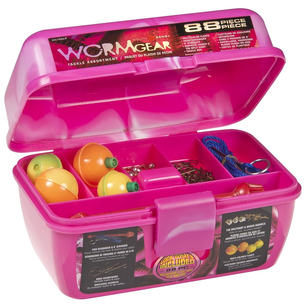 CAJA WORM GEAR WG-TB88-P 88 PIECE LOADED TACKLE BOX PINK