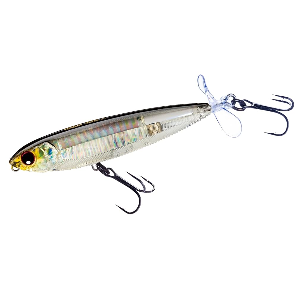 SEÃ‘UELO YO-ZURI 3DB PROP (F) 90MM 3-1/2 PRISM SILVER BLACK TOPWATER 3-1/2 7/16O