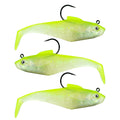 SEÃ‘UELO SEA STRIKER SSWMSHD3-04 3 RIGGED SWIM SHAD 5 PACK CHARTREUSE/RED