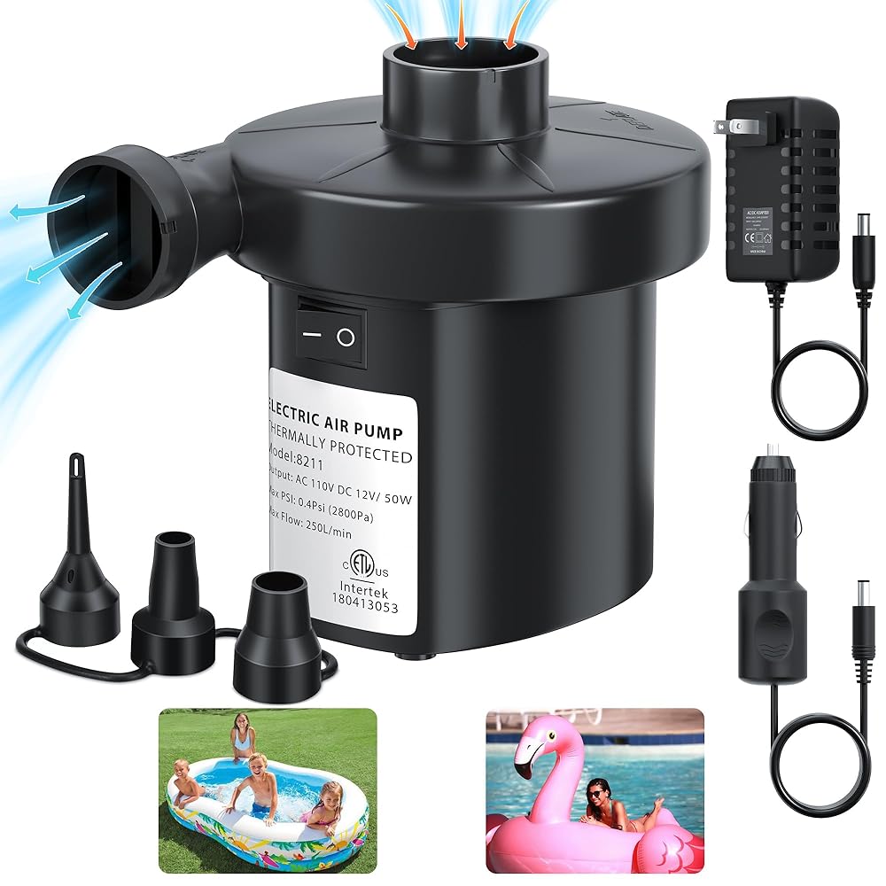 BOMBA INFLADOR ELECTRICO ASGARD PISCINAS COLCHONES 110V